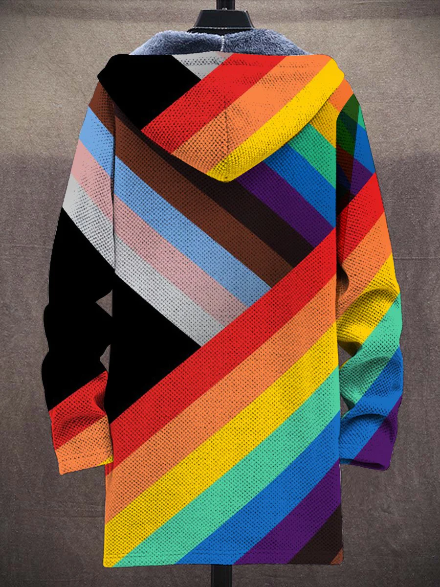 Samuel - Rainbow Pride Art Dlouhý rukáv tlusté bez rukávů Cardigan s neformální Unisex Fleece Print