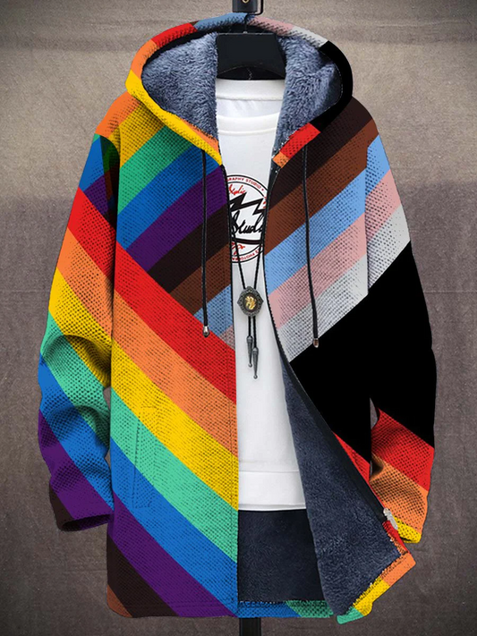 Samuel - Rainbow Pride Art Dlouhý rukáv tlusté bez rukávů Cardigan s neformální Unisex Fleece Print